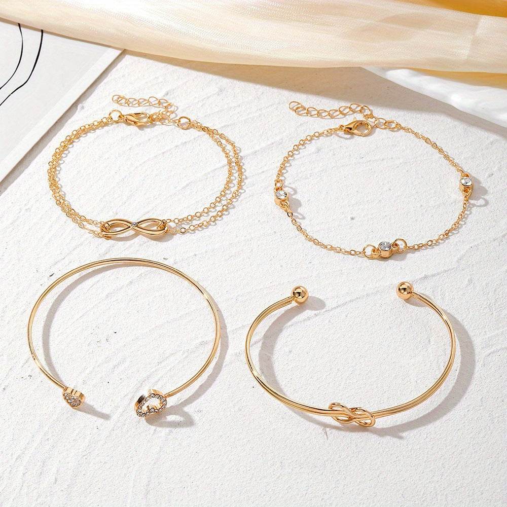 Buycenter Alloy Love Knot Bracelet Set - Heart Design for Women - Buy Center