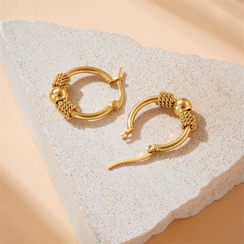 Stylish Round Geometric Beaded Earrings - Retro Minimalism for Women - Buy Center