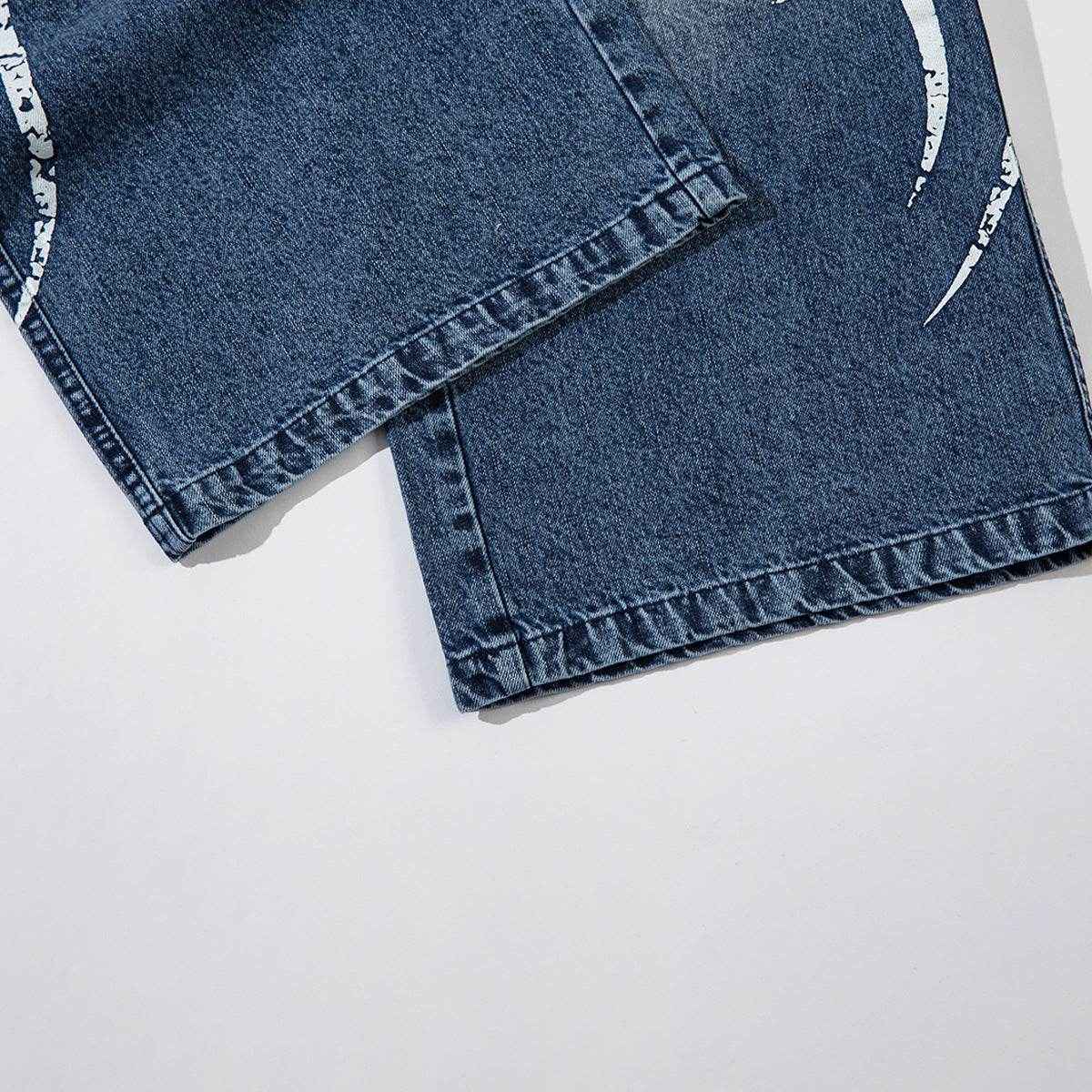 Men's Thorn Printed Washed Jeans - Trendy High Street Style for Comfort