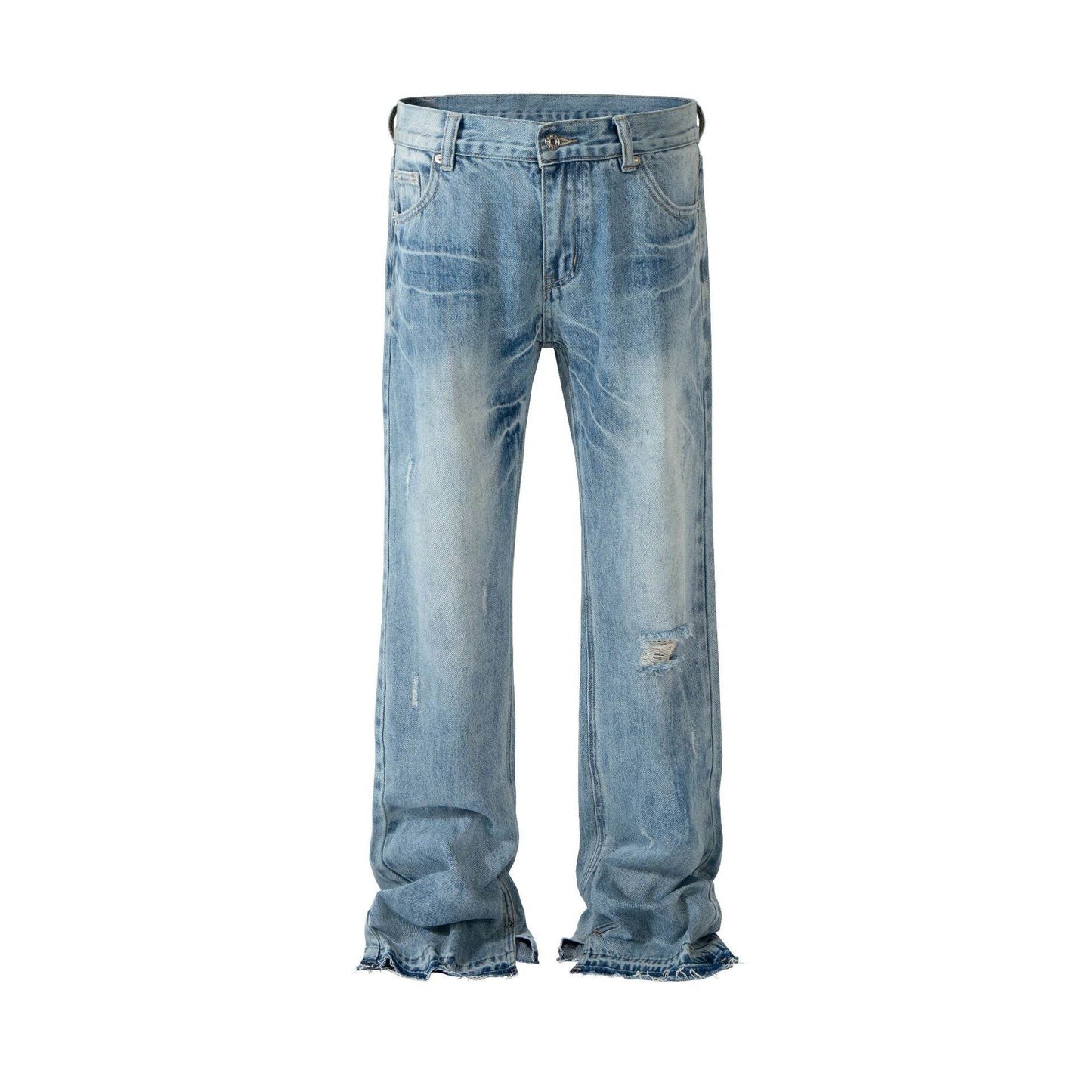 Paris Style Bootleg Pants - Lightning Pattern Wash Split Jeans for Men - Buy Center