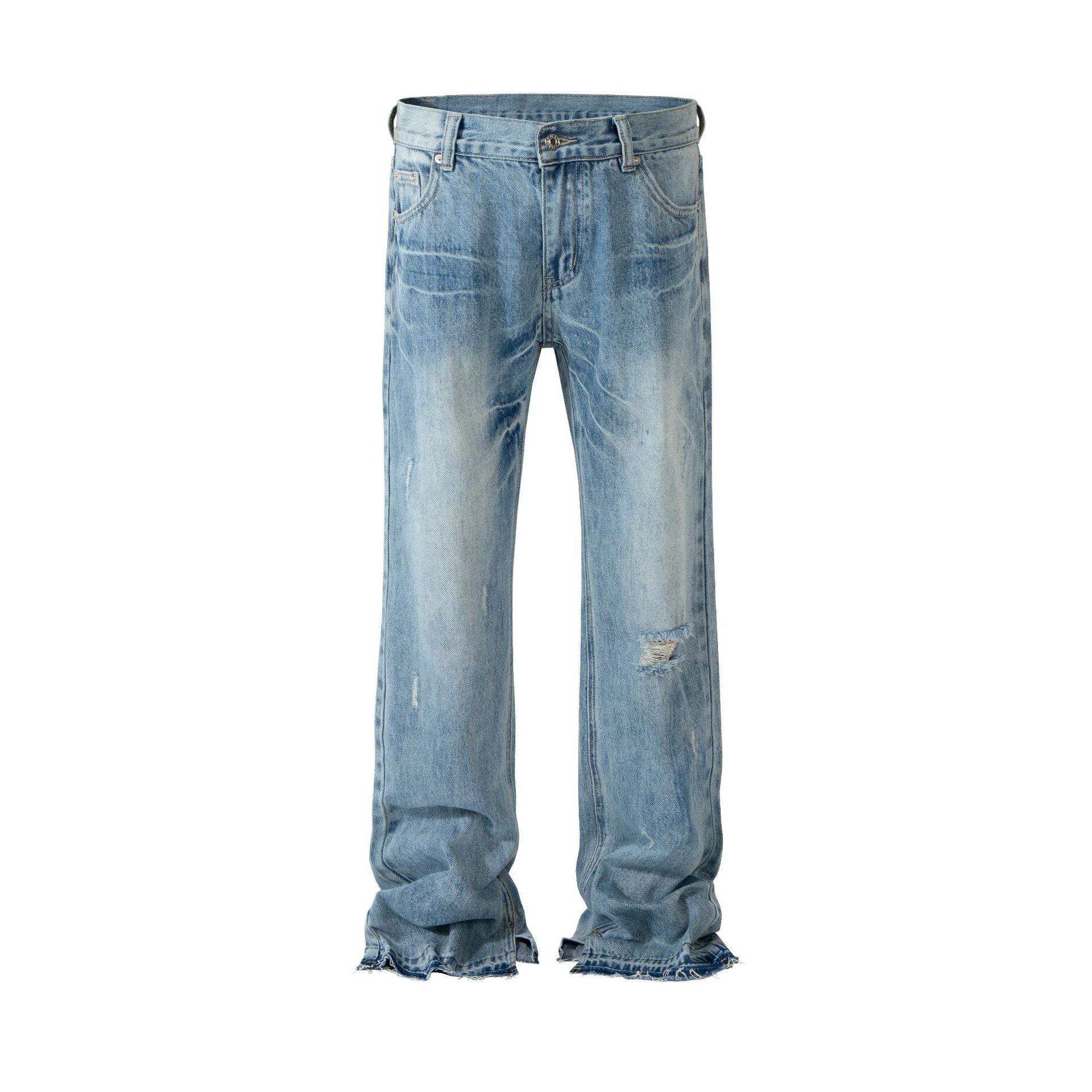 Paris Style Bootleg Pants - Lightning Pattern Wash Split Jeans for Men - Buy Center