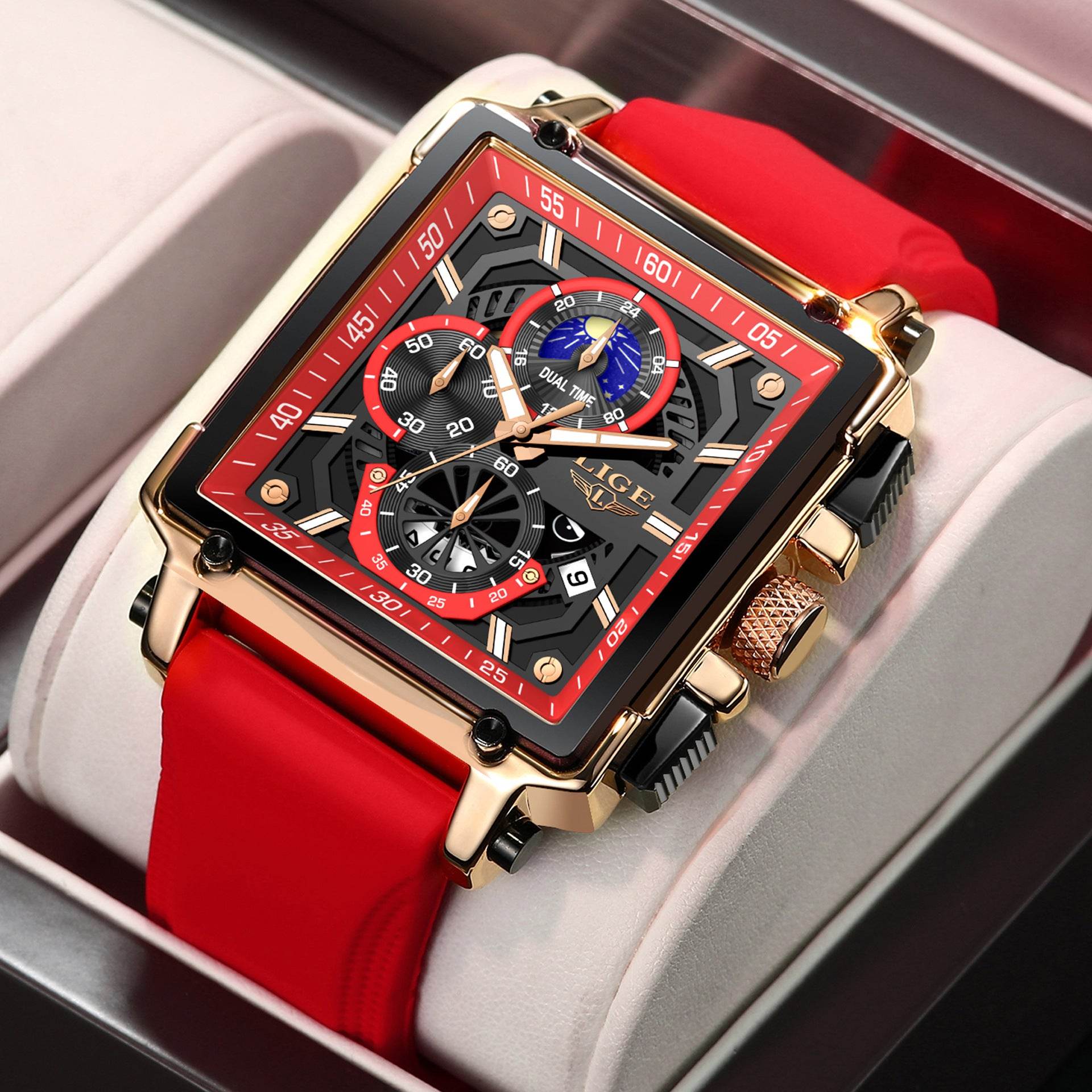 Buy Center Waterproof Quartz Square Watch - Stylish Silicone Band Options - Buy Center