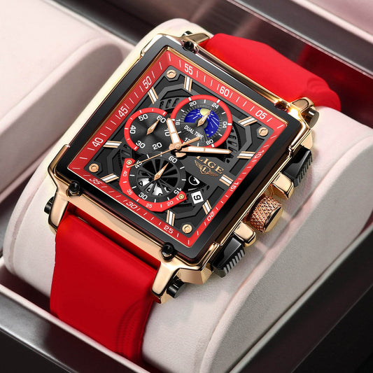 Buy Center Waterproof Quartz Square Watch - Stylish Silicone Band Options - Buy Center