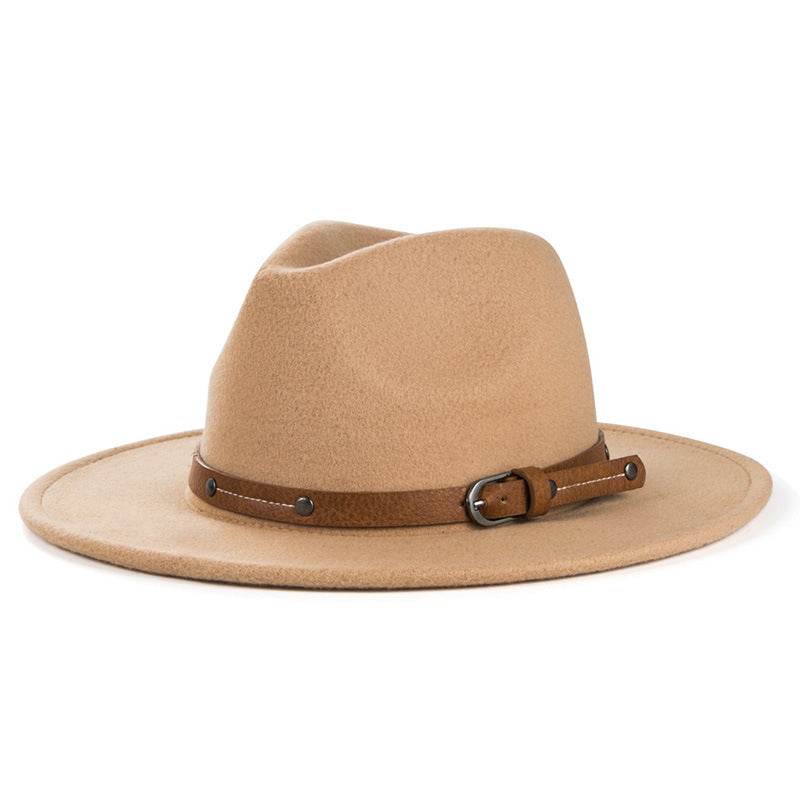 Big Brim Jazz Cowboy Hat - Stylish Women's Hat with Monochrome Belt - Buy Center