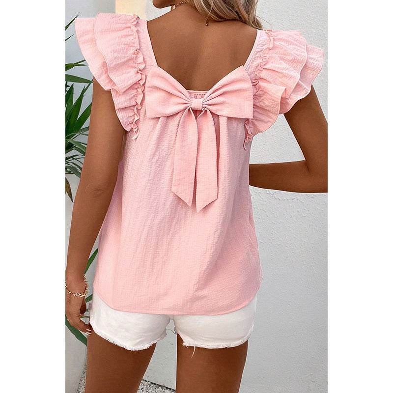 Buycenter Women's Short-Sleeved T-Shirt with Bow - Casual Loose Fit - Buy Center