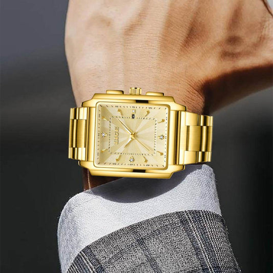 Buycenter Men's Square Dial Steel Belt Watch - Stylish and Modern Design - Buy Center