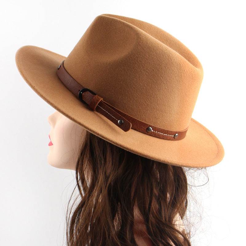 Big Brim Jazz Cowboy Hat - Stylish Women's Hat with Monochrome Belt - Buy Center