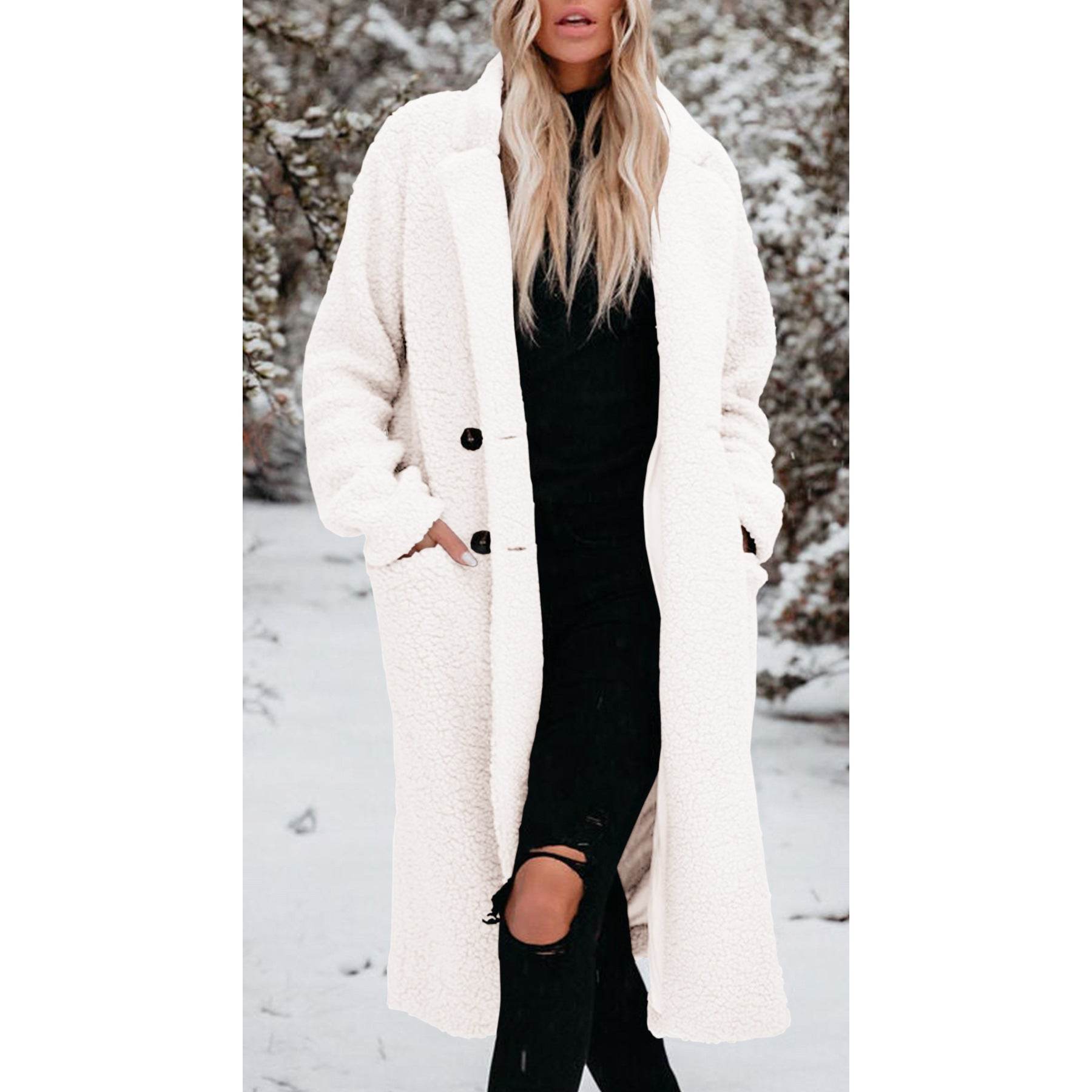 Women's Long-Sleeved Lapel Plush Top - Chic Warm Casual Style 2025 - Buy Center