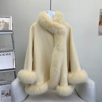 Socialite Cloak Women's Reversible Fur Jacket - Stylish Mid-Length Coat - Buy Center