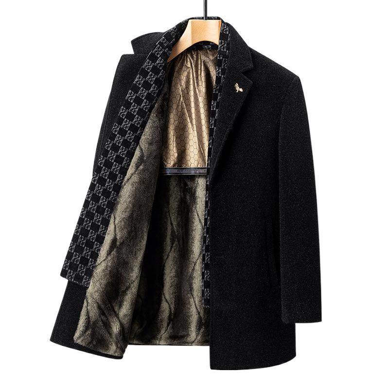 Fashion Men's Woolen Coat - Gold Mink Velvet Parka for All Seasons - Buy Center