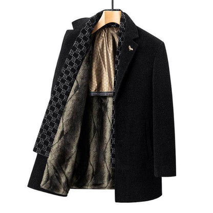 Fashion Men's Woolen Coat - Gold Mink Velvet Parka for All Seasons - Buy Center