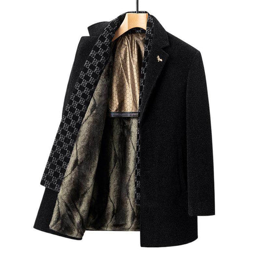 Fashion Men's Woolen Coat - Gold Mink Velvet Parka for All Seasons - Buy Center
