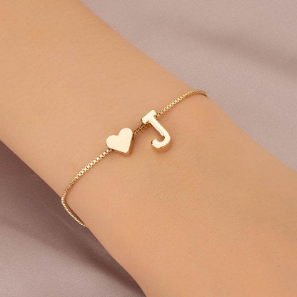 Cute Love Heart Bracelet - Personalized Couple Gift with English Letters - Buy Center