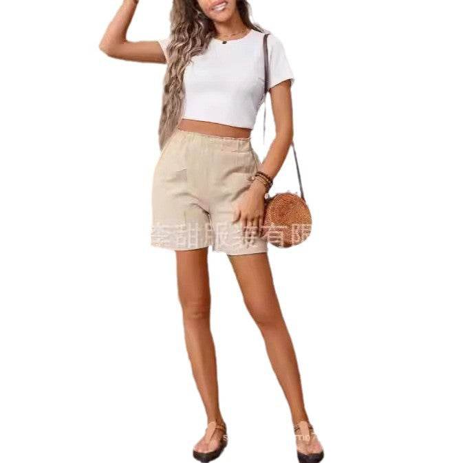 Trendy High Waist Stretch Shorts for Women - Casual & Comfortable Fit - Buy Center