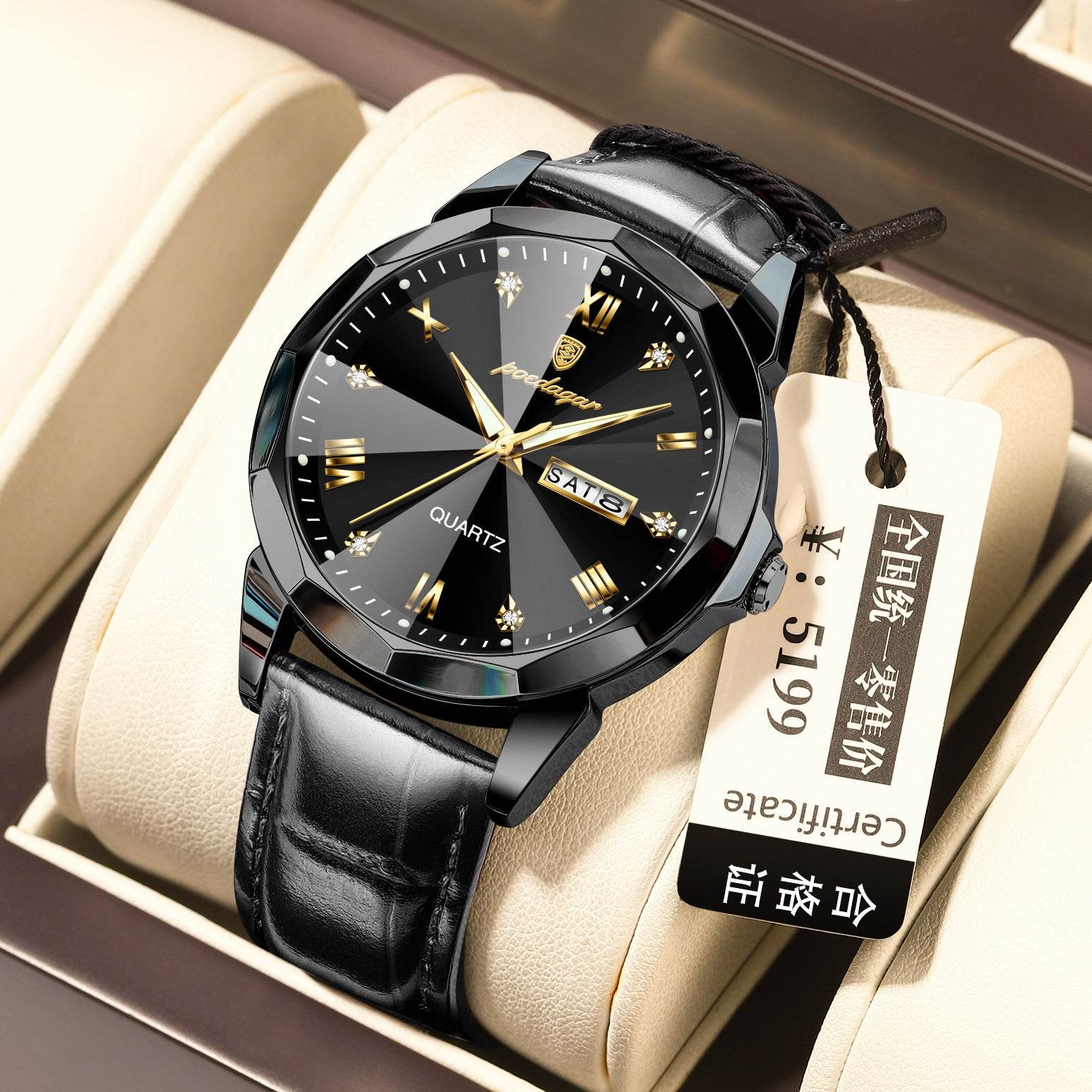 Buy Center Men's Waterproof Luminous Quartz Watch - Stylish Belt Design - Buy Center