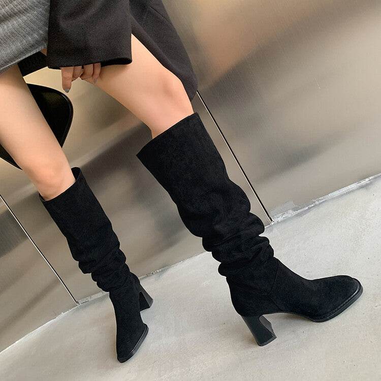 High Leg Heel Riding Boots - Stylish Cowhide with Durable TPR Sole - Buy Center