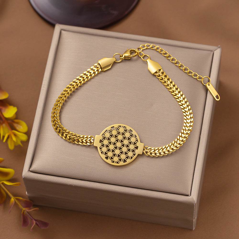 Buy Center Stainless Steel Flower Bracelet - Trendy Lucky Tree Design - Buy Center