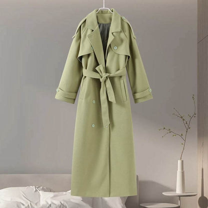 Stylish Women's Lapel Lace-Up Long Coat - Warm Woolen Trench 2025 - Buy Center