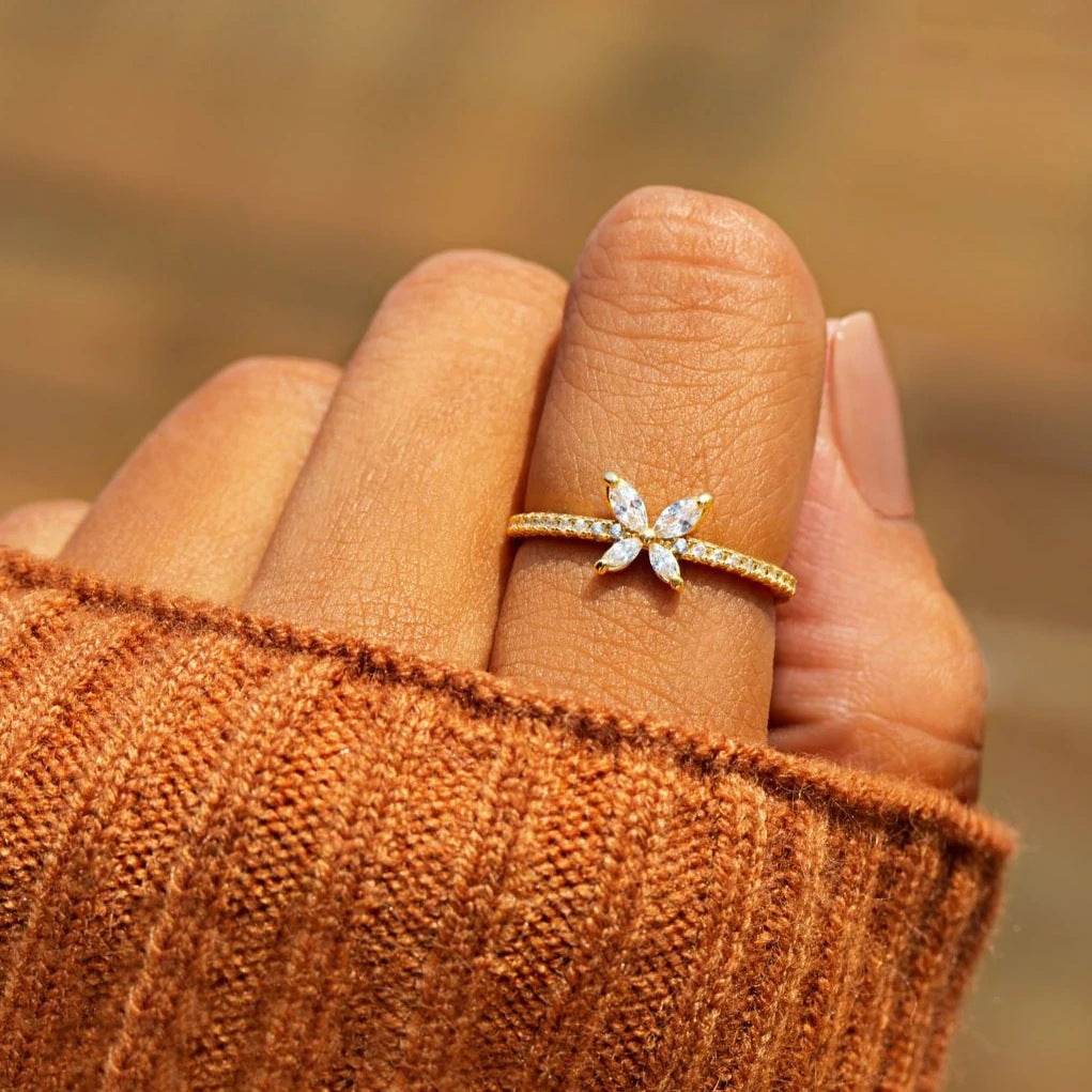 Buy Center S925 Sterling Silver Butterfly Ring - Diamond-Studded Design - Buy Center