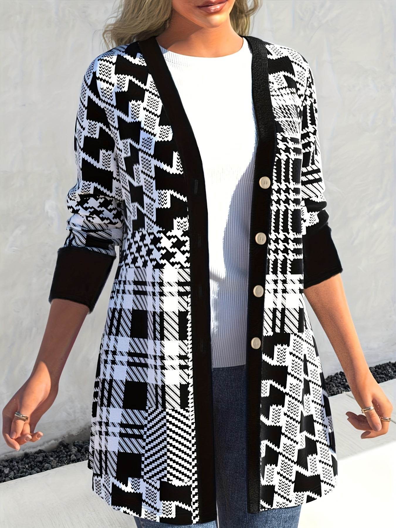 Buycenter Casual Loose Cardigan - Long Sleeve Black Jacket for Women - Buy Center