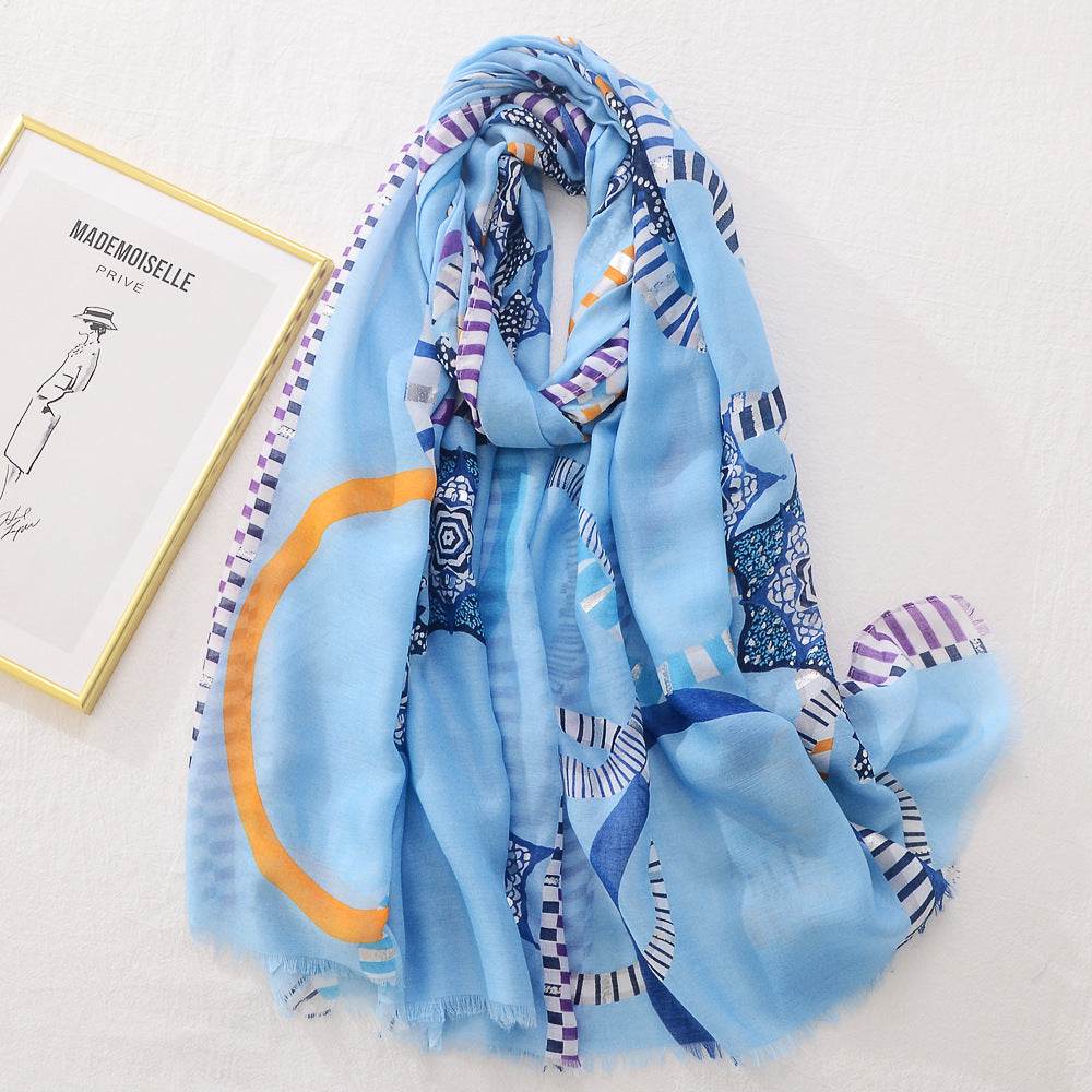 Women's Rose Bronzing Scarf - Versatile Cotton Linen Wrap for Every Occasion - Buy Center