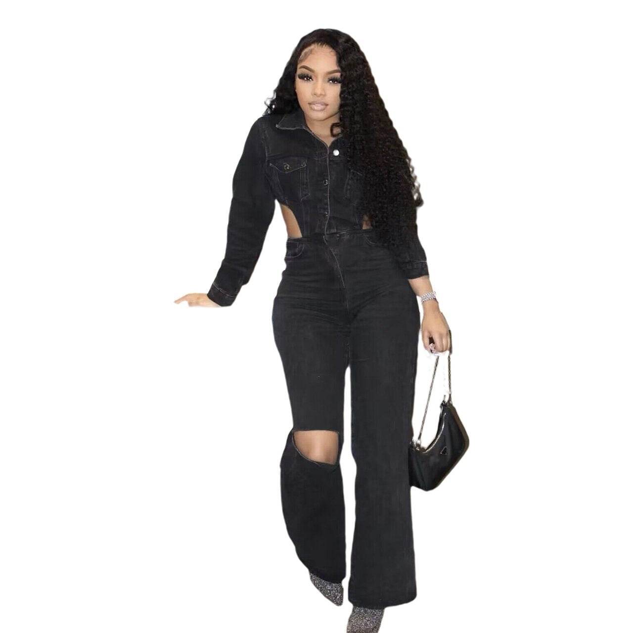 European & American Stretch Jumpsuit - Flattering Design for All Occasions - Buy Center