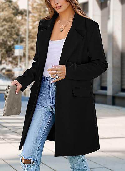 Women's Woolen Cardigan Coat - Stylish Rose Red, Green, Yellow, Black - Buy Center