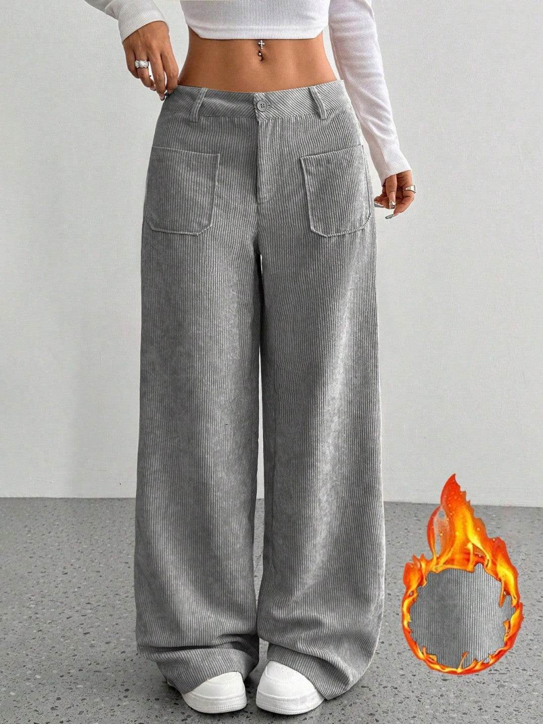 Loose Solid Color Wide Leg Pants - Trendy Pocket Design for Style - Buy Center