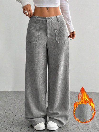 Loose Solid Color Wide Leg Pants - Trendy Pocket Design for Style - Buy Center