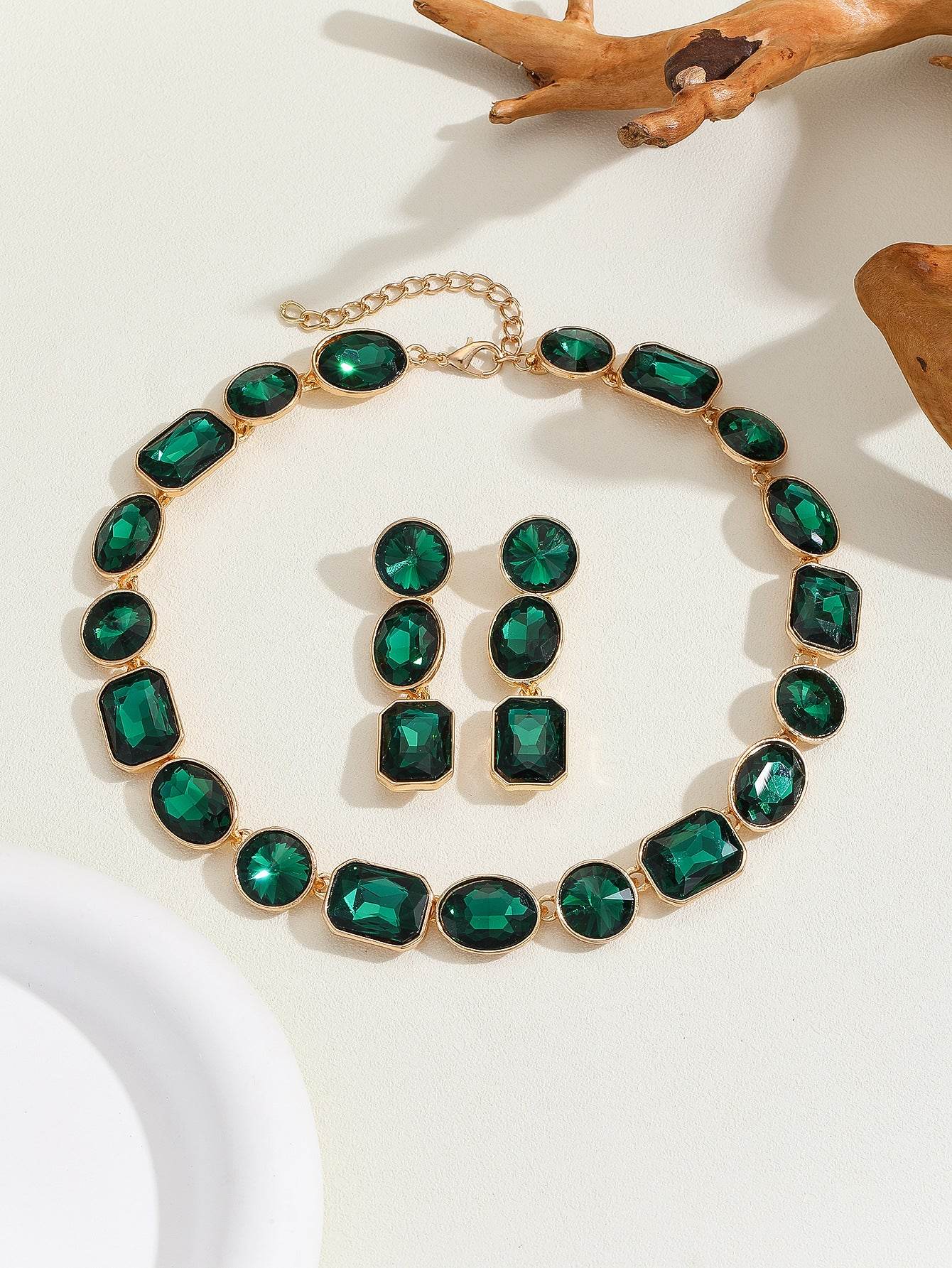Antique Style Crystal Gems Necklace Set - Luxurious Jewelry for Women - Buy Center