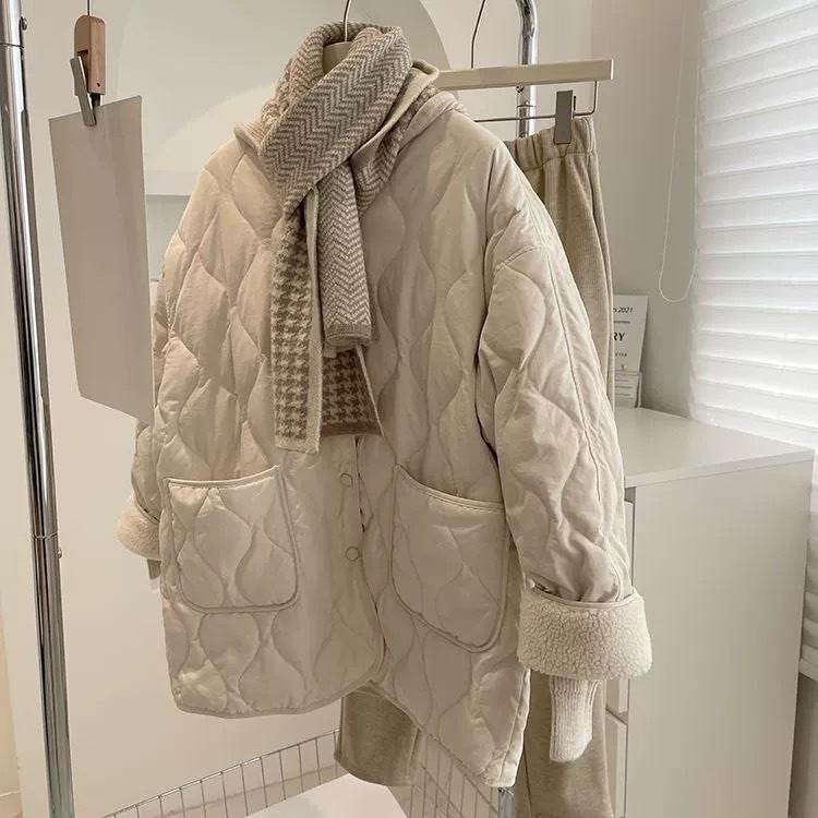 Women's Winter Cotton-Padded Baggy Coat - Trendy Diamond Lattice Design - Buy Center