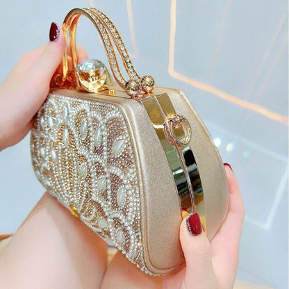 Buycenter Women's Rhinestone Handbag - Solid Color, Stylish Clutch Bag - Buy Center