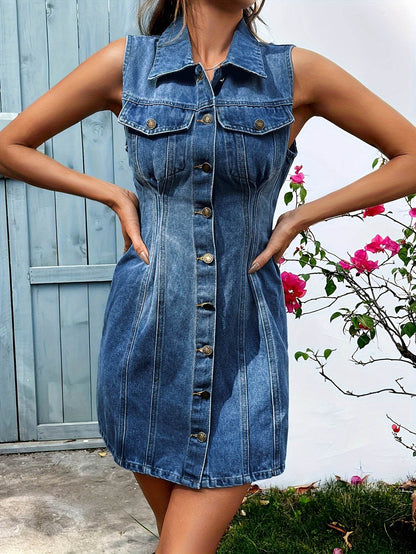 Buycenter Slim-Fit Denim Dress - A-Line Mid Skirt for Elegant Style - Buy Center