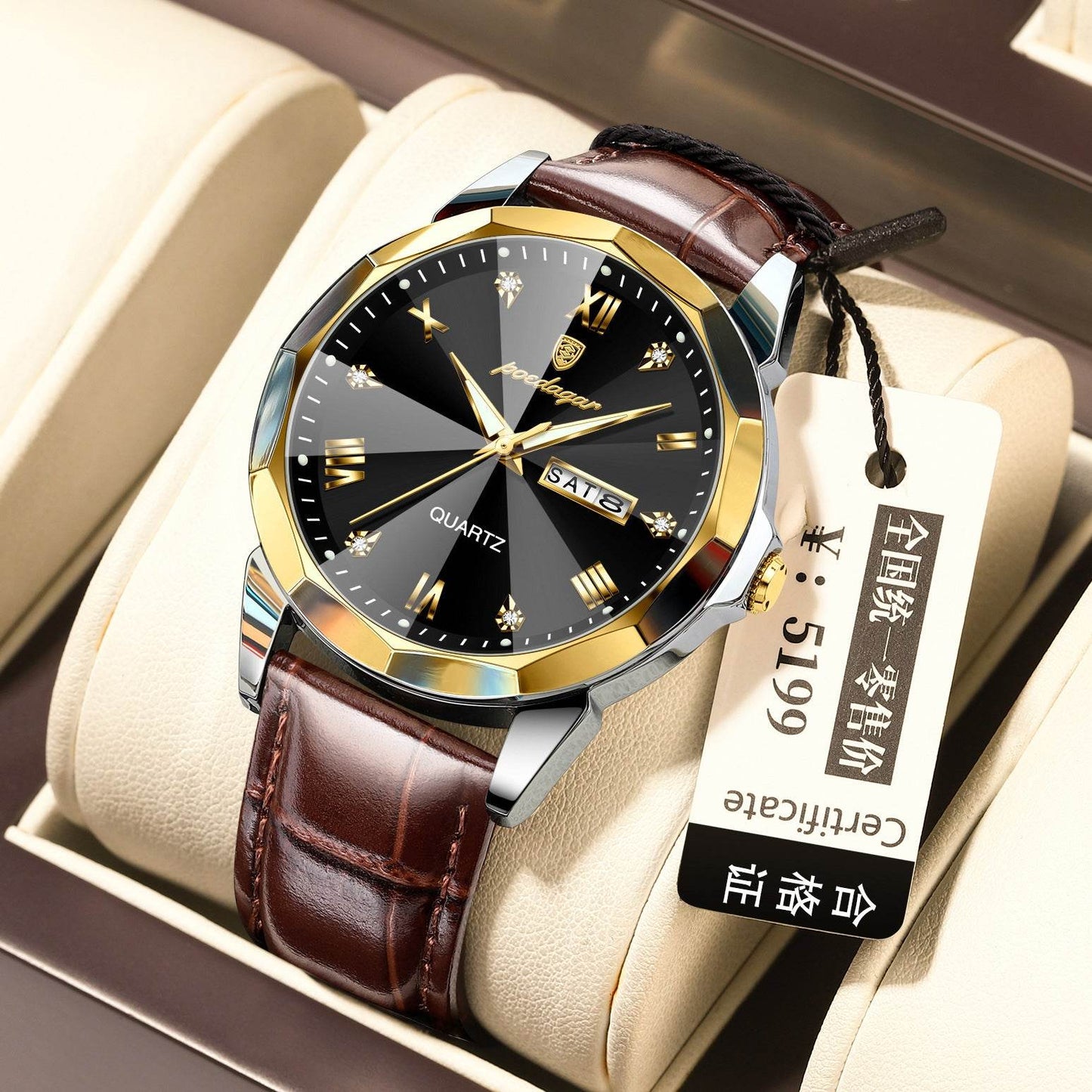 Buy Center Men's Waterproof Luminous Quartz Watch - Stylish Belt Design - Buy Center
