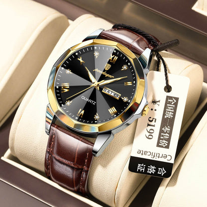 Buy Center Men's Waterproof Luminous Quartz Watch - Stylish Belt Design - Buy Center