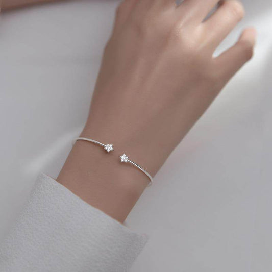 Buycenter S925 Silver Bracelet - Korean Style with Rhinestone Star - Buy Center