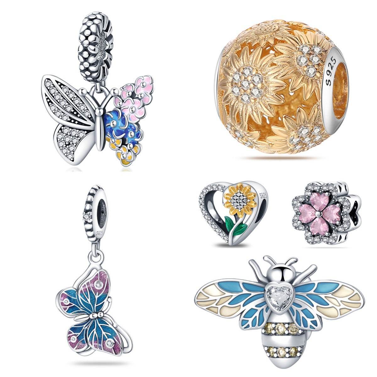 Panjia Style 925 Sterling Silver Beads Pendant - Elegant DIY Keychains - Buy Center