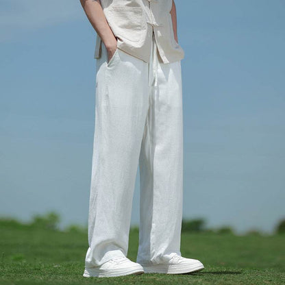 Buycenter Men's Casual Trousers - Loose Straight Fit for Spring & Summer - Buy Center