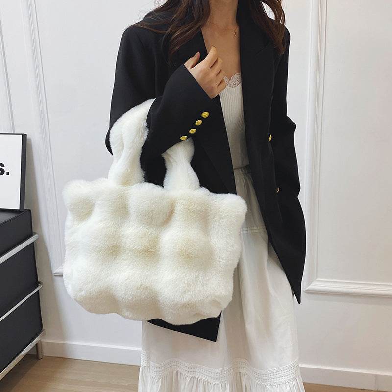 Ladies Plush Tote Bag - Stylish Large Capacity Shoulder Bag 2025 - Buy Center