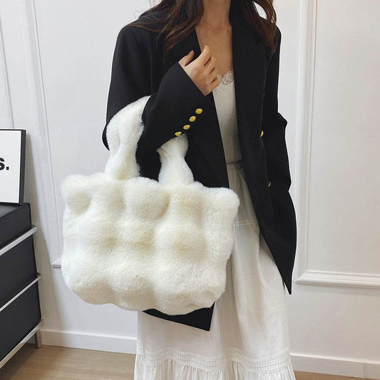 Ladies Plush Tote Bag - Stylish Large Capacity Shoulder Bag 2025 - Buy Center
