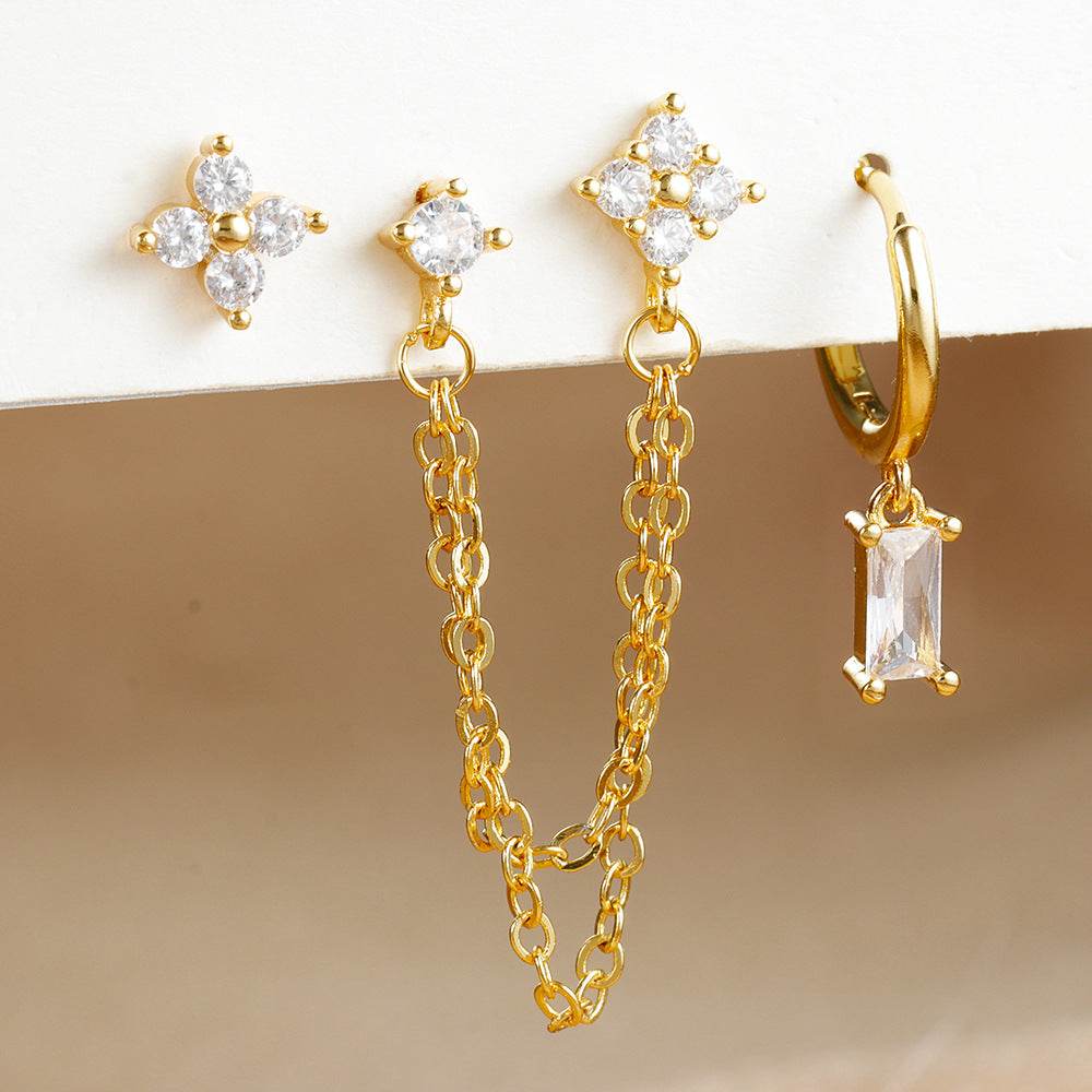 3-Piece Birthstone Earrings Set - Zodiac Designs for Stylish Women - Buy Center