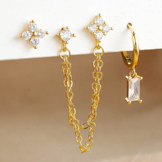 3-Piece Birthstone Earrings Set - Zodiac Designs for Stylish Women - Buy Center