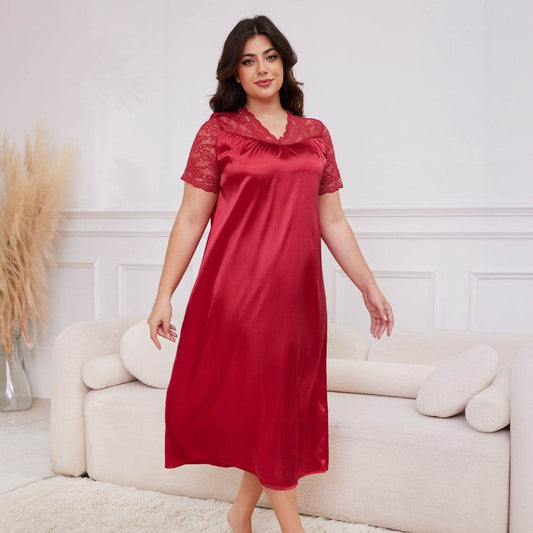 Buycenter Ice Silk Short Sleeve Nightdress - Loose Casual Homewear for Ladies - Buy Center