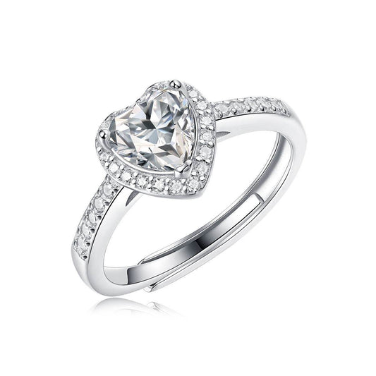 Buy Center Women's Heart-Shaped Moissanite Ring - Adjustable Copper Design - Buy Center