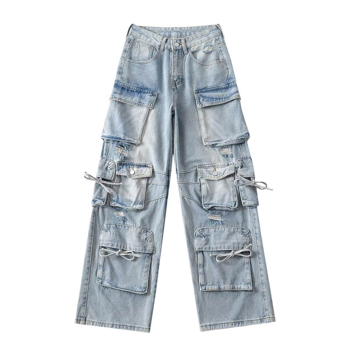 American Style Straight-Leg Denim Trousers - Comfortable Workwear Essentials - Buy Center