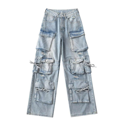 American Style Straight-Leg Denim Trousers - Comfortable Workwear Essentials - Buy Center