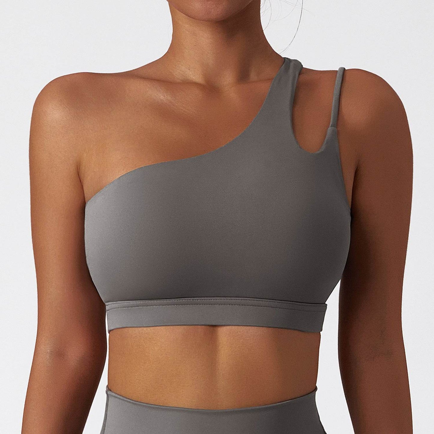 Buycenter One-Shoulder Yoga Bra - Irregular Strap, Lightweight Comfort - Buy Center