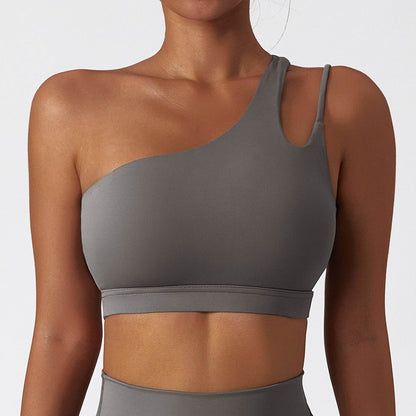 Buycenter One-Shoulder Yoga Bra - Irregular Strap, Lightweight Comfort - Buy Center