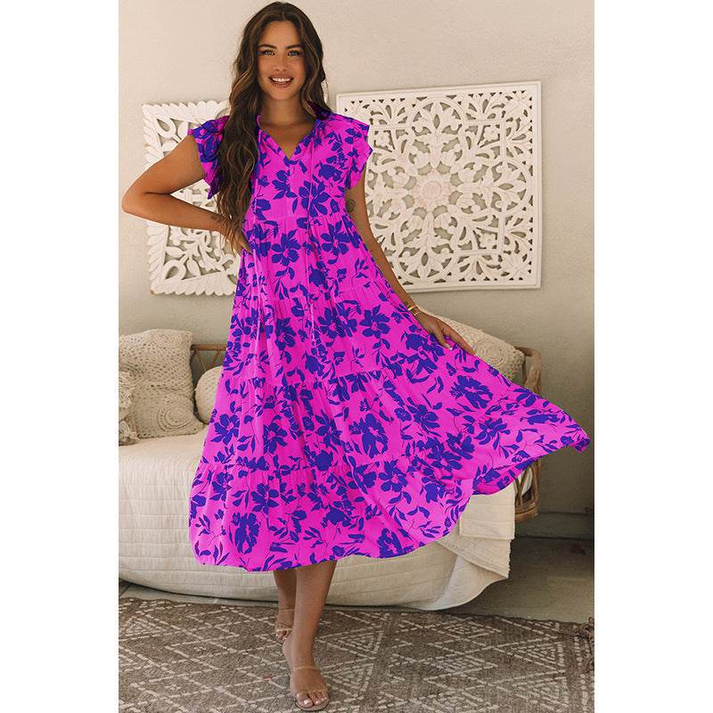 Buycenter Women's Floral Ruffle Sleeve Dress - Sweet Style & Fresh Look - Buy Center