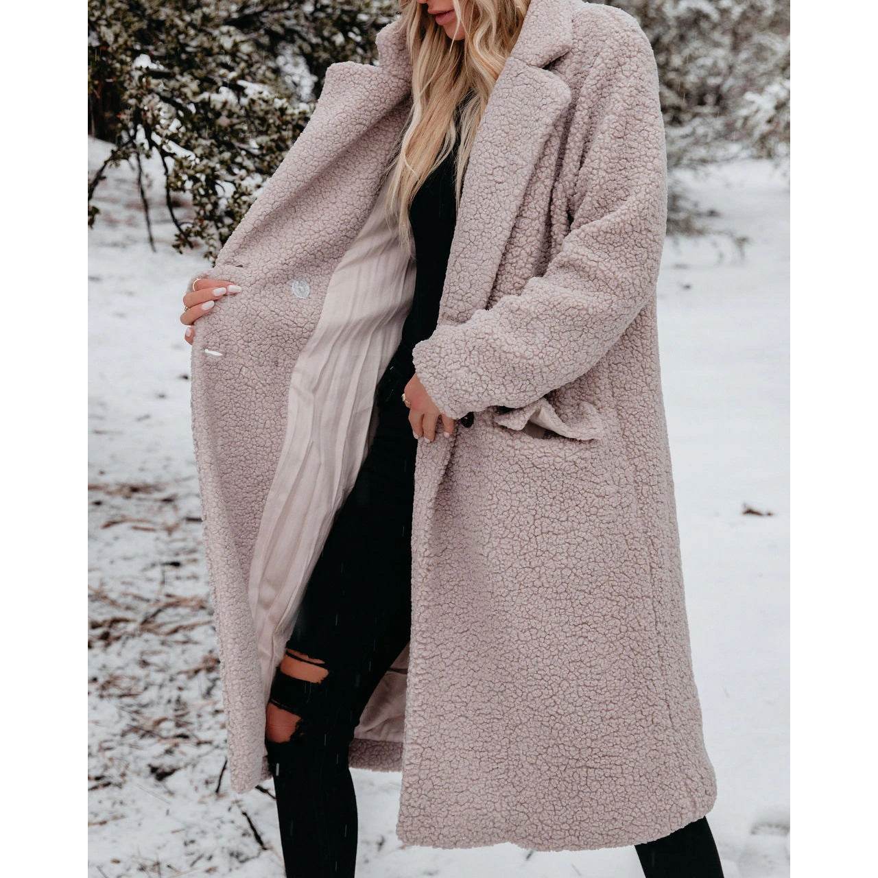 Women's Long-Sleeved Lapel Plush Top - Chic Warm Casual Style 2025 - Buy Center